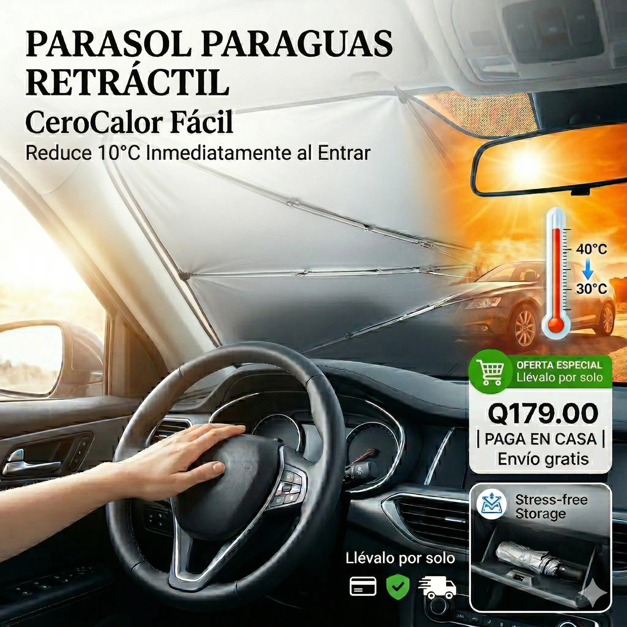 Parasol Paraguas Retráctil CeroCalor Fácil