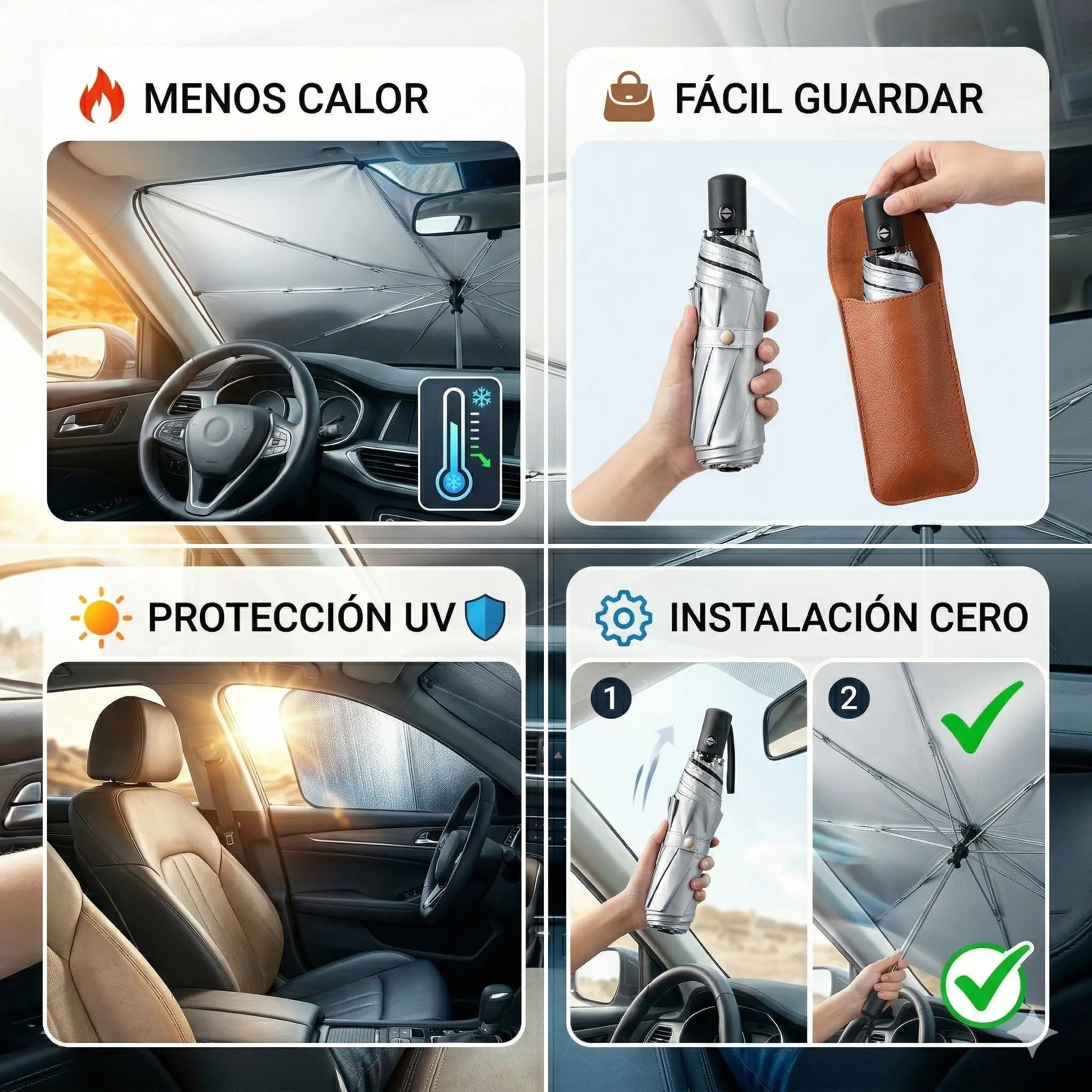 Parasol Paraguas Retráctil CeroCalor Fácil